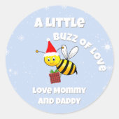 Christmas Bee Wearing Santa's Hat Child  Ronde Sticker (Voorkant)