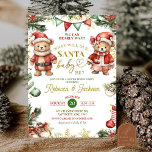 Christmas Beer Santa Baby Gender Reveal Kaart<br><div class="desc">Beer Christmas Santa Baby Gender Reveal Invitation,  Bearly Wait Winter Bloemen Geslacht Reveal Invite,  Bruin Beer Vakantie Geslacht Reveal</div>
