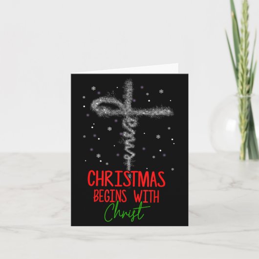 Christmas Begins With Christ Cross Christian Relig Kaart (Voorkant)