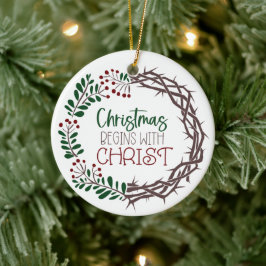 CHRISTMAS BEGINT MET CHRIST KERAMISCH ORNAMENT
