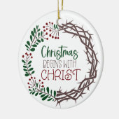 CHRISTMAS BEGINT MET CHRIST KERAMISCH ORNAMENT (Links)