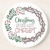 CHRISTMAS BEGINT MET CHRIST Stone Onderzetter (Voorkant)