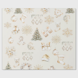 Christmas beige gold wrapping paper cadeaupapier