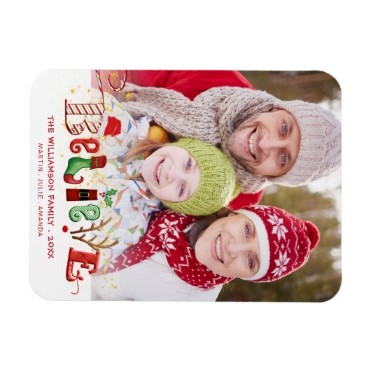 Christmas Believe Fotonaam Nostalgisch Magneet (Horizontaal)