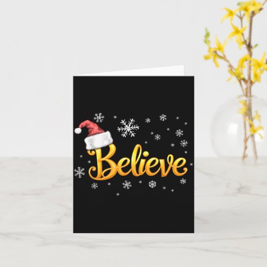 Christmas Believe Santa Claus Believe Christmas  Kaart (Gele Bloem)