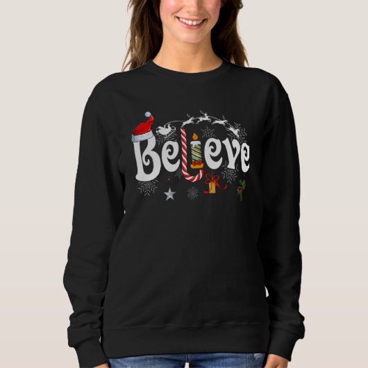 Christmas  Believe Santa Claus  Jesus Christian 1 Trui (Voorkant)