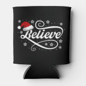 Christmas Believe Santa Claus - Santa Hat Zwart Blikjeskoeler (Voorkant)