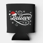 Christmas Believe Santa Claus - Santa Hat Zwart Blikjeskoeler (Achterkant)