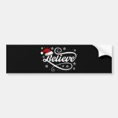 Christmas Believe Santa Claus - Santa Hat Zwart Bumpersticker (Voorkant)
