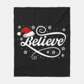 Christmas Believe Santa Claus - Santa Hat Zwart Fleece Deken (Voorkant)