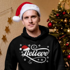 Christmas Believe Santa Claus - Santa Hat Zwart Hoodie