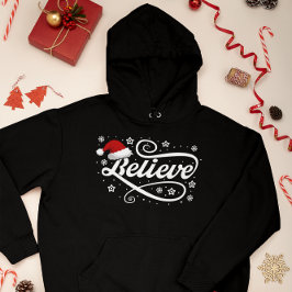 Christmas Believe Santa Claus - Santa Hat Zwart Hoodie