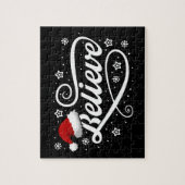 Christmas Believe Santa Claus - Santa Hat Zwart Legpuzzel (Verticaal)