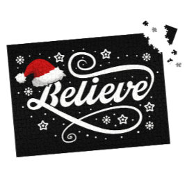 Christmas Believe Santa Claus - Santa Hat Zwart Legpuzzel