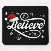 Christmas Believe Santa Claus - Santa Hat Zwart Muismat (Voorkant)