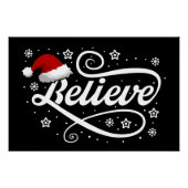 Christmas Believe Santa Claus - Santa Hat Zwart Perfect Poster (Voorkant)