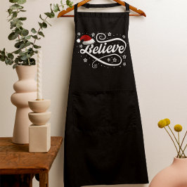 Christmas Believe Santa Claus - Santa Hat Zwart Schort