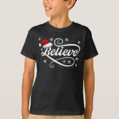 Christmas Believe Santa Claus - Santa Hat Zwart T-shirt (Voorkant)