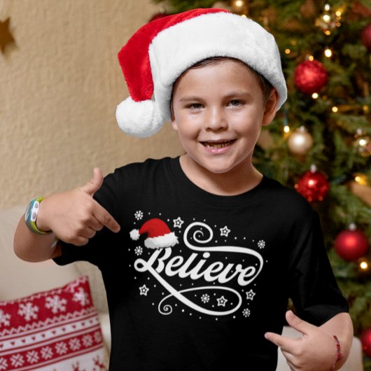 Christmas Believe Santa Claus - Santa Hat Zwart T-shirt
