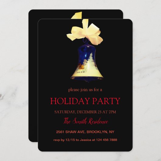 Christmas Bell Elegant Chic Kaart (Voorkant / Achterkant)