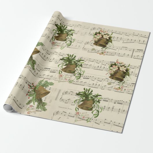 Christmas Bell Music Cadeaupapier (Uitgerold)