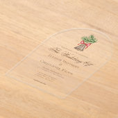 Christmas Bell & Pine Leaves Holiday Wedding Arch Acryl Uitnodigingen (Laagn)