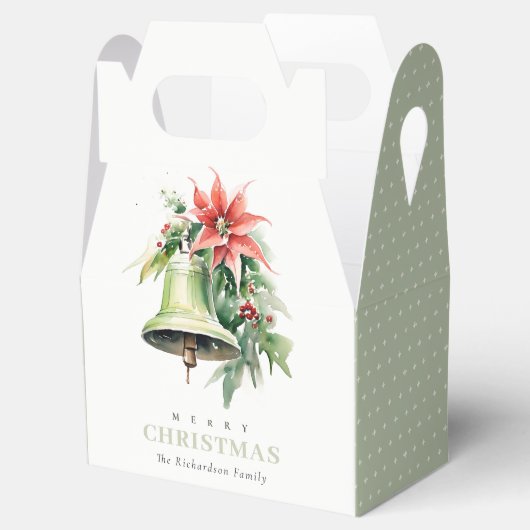 Christmas Bell Pine Poinsettia Foliage Waterverf Bedankdoosjes (Geopend)