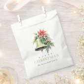 Christmas Bell Pine Poinsettia Foliage Waterverf Bedankzakje (Geknipt)