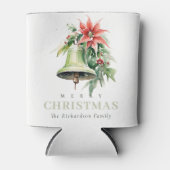 Christmas Bell Pine Poinsettia Foliage Waterverf Blikjeskoeler (Voorkant)