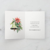 Christmas Bell Pine Poinsettia Foliage Waterverf Feestdagen Kaart (Binnen)