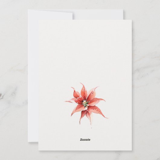 Christmas Bell Pine Poinsettia Foliage Waterverf Feestdagenkaart (Achterkant)