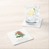 Christmas Bell Pine Poinsettia Foliage Waterverf Kartonnen Onderzetters (Insitu)