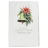 Christmas Bell Pine Poinsettia Foliage Waterverf Medium Cadeauzakje (Voorkant)
