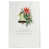 Christmas Bell Pine Poinsettia Foliage Waterverf Medium Cadeauzakje (Achterkant)