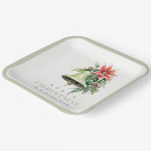 Christmas Bell Pine Poinsettia Foliage Waterverf Papieren Bordje (Gebogen)