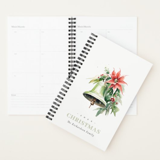 Christmas Bell Pine Poinsettia Foliage Waterverf Planner (Display)