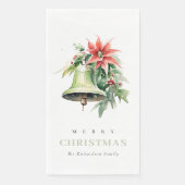 Christmas Bell Pine Poinsettia Foliage Waterverf Servet (Voorkant)