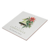 Christmas Bell Pine Poinsettia Foliage Waterverf Tegeltje (Zijkant)