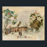 "Christmas Bell"  Poster<br><div class="desc">"Christmas Bell" is een collage van afbeeldingen die een impressie geven van de kerstavond-ervaring. Het hoogtepunt is een prachtige oude koperen bel met het opschrift "Noel". Het wordt afgedekt door mooie witte bloesems getint met roze en lichtgroen blad. De klok voor een sneeuwrijke landkerk die helemaal verlicht is voor de...</div>