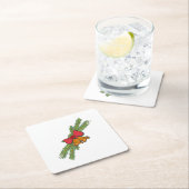 Christmas Bell Print with Pine & red bow wall art Kartonnen Onderzetters (Insitu)