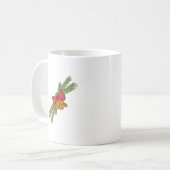 Christmas Bell Print with Pine & red bow wall art Koffiemok (Voorkant links)