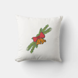 Christmas Bell Print with Pine & red bow wall art Kussen