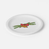 Christmas Bell Print with Pine & red bow wall art Papieren Bordje (Gekanteld)