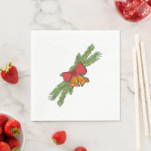 Christmas Bell Print with Pine & red bow wall art Servet (Insitu)