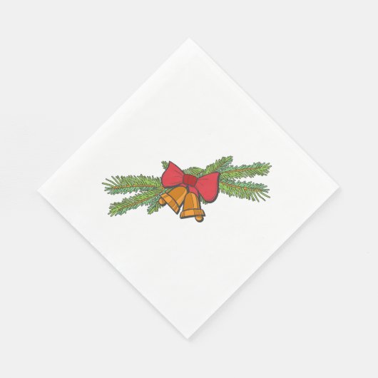 Christmas Bell Print with Pine & red bow wall art Servet (Hoek)