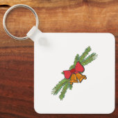 Christmas Bell Print with Pine & red bow wall art Sleutelhanger (Voorkant)