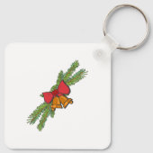 Christmas Bell Print with Pine & red bow wall art Sleutelhanger (Achterkant)
