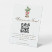 Christmas Bell Wedding Honeymoon Fund QR Code Reclamebord Met Voetstuk (Voorkant)