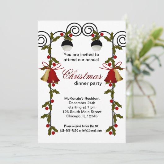 Christmas Bells-diner Kaart (Staand voorkant)