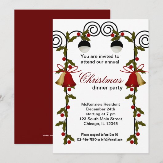 Christmas Bells-diner Kaart (Voorkant / Achterkant)